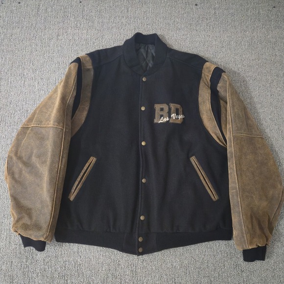 Vintage Boogies Diner Las Vegas Varsity Jacket Leather And Wool Size XXL - Picture 4 of 8